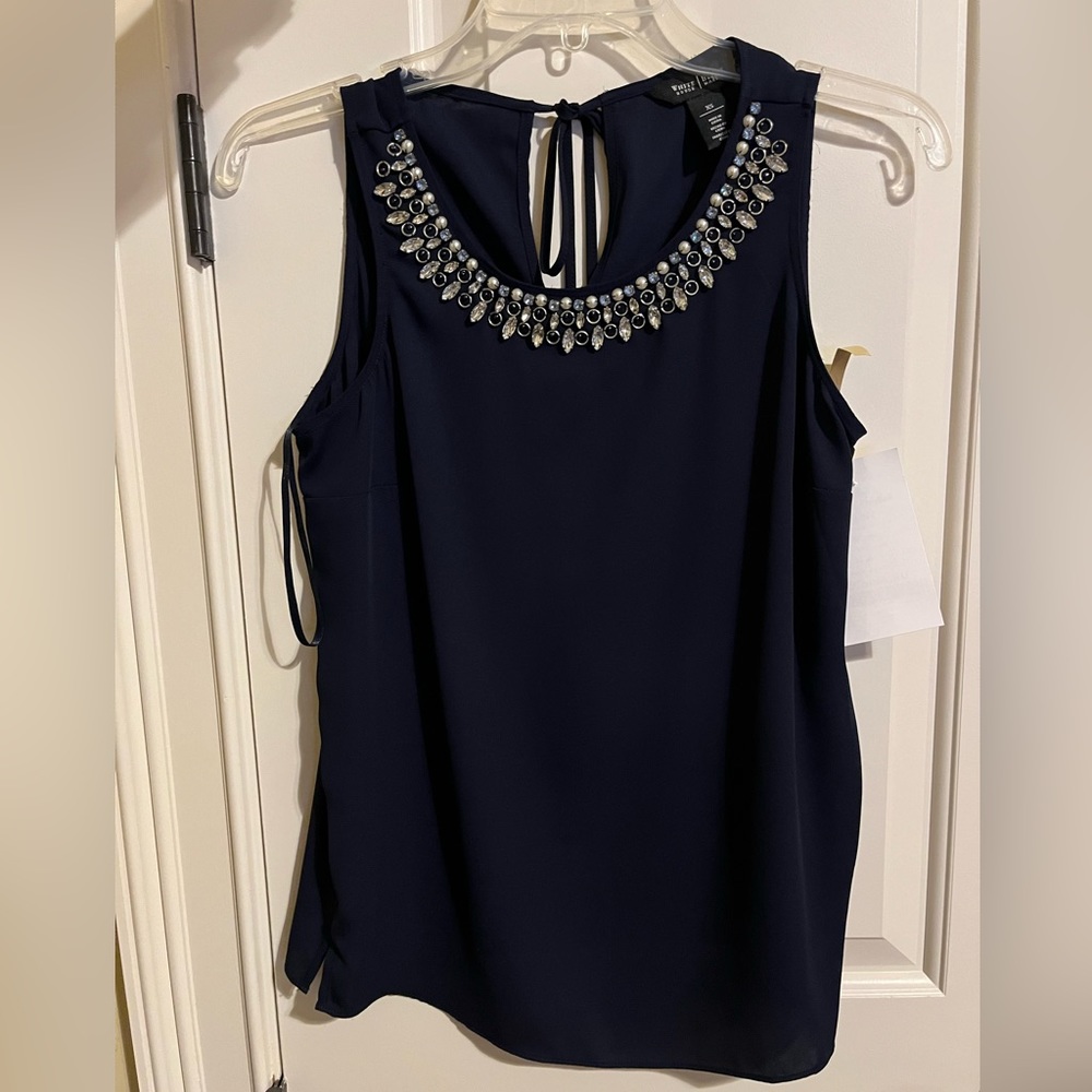 Navy Sleeveless Blouse from White House Black Market
